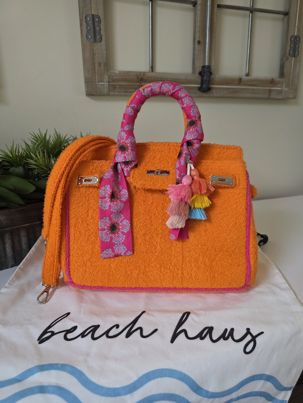 Beach Haus Seaside Terry Tote Orange Peel Pink Crossbody Large